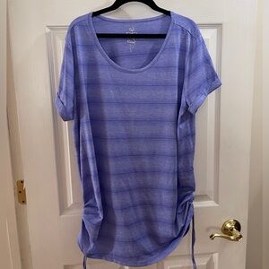 Purple stripe Sporty Shirt with side draw strings, polyester